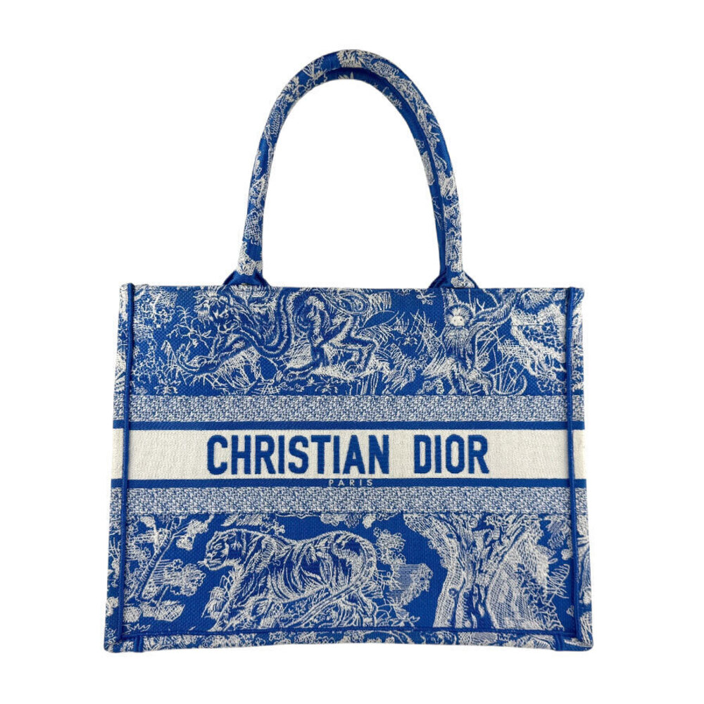 Christian Dior Handbag Toile De Jouy Book Tote Canvas Blue White